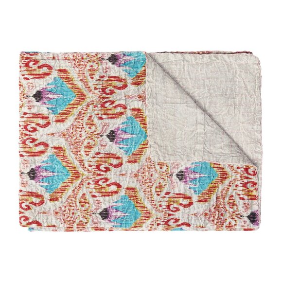 Taj Hotel Home Decor Kantha Cotton Throw | 1-Piece | Multicolor | 50"x70" - Picture 1 of 3
